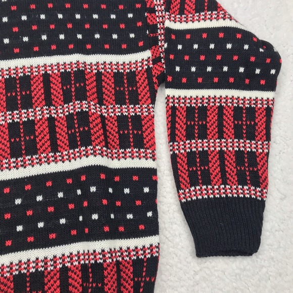 VTG AMERICAN PRIDE Sweater Men S Black Red Geometric ColorBlock 80s 90s MADE USA - Picture 11 of 16